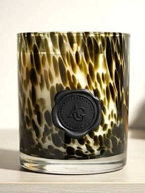 Apothecary Guild Black Fig Vetiver Candle 11 oz Zodax Hand Blown Tortoise Glass